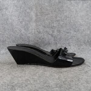 Enzo Angiolini Shoes Womens 7.5 Sandals Wedge Slip On Fashion Classic Black Bow